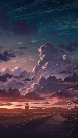Cloudy Sky Farms Anime World IPhone Wallpaper  IPhone Wallpapers