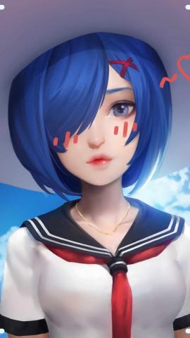 Blue Hair Girl Anime IPhone Wallpaper  IPhone Wallpapers