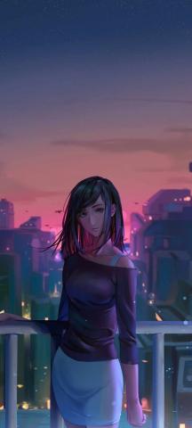 Anime Girl Sunset Open Hairs IPhone Wallpaper  IPhone Wallpapers