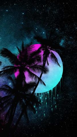 Palm Trees And Supermoon IPhone Wallpaper HD  IPhone Wallpapers