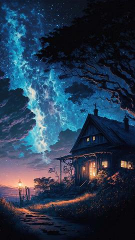 Starry Night House IPhone Wallpaper HD  IPhone Wallpapers  iPhone Wallpapers