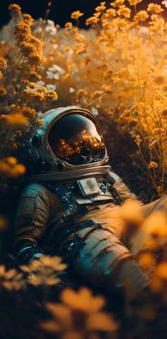 astronaut in daisies