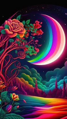 Rainbow Colours Moon