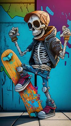 Graffiti Skateboard Skeleton