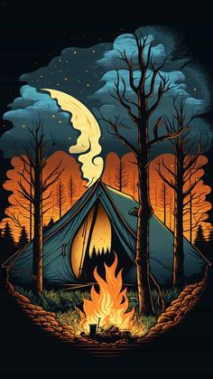Camping And Bonfire
