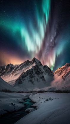 Snow Tops Northern Lights