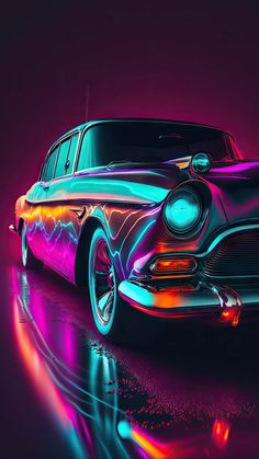Retro Neon 80s Car