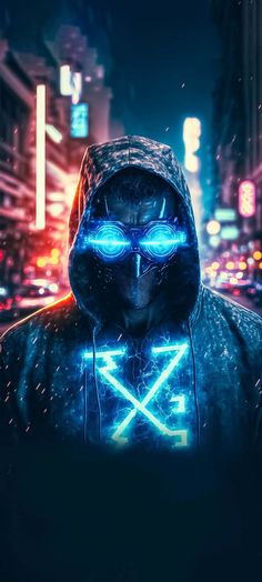 Cyberpunk Mask Hoodie Guy
