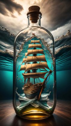 Underwater Ship Glass Jar
