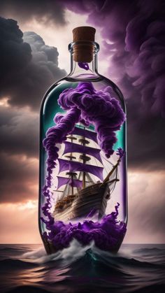 War Ship In Glass Jar
