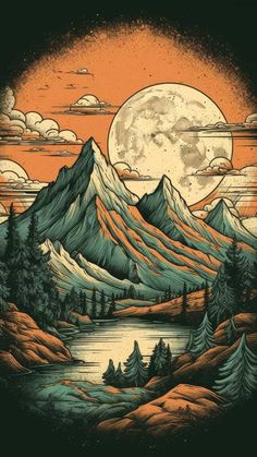 Moon Mountain Scene