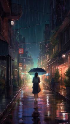 Rainy Streets Umbrella Girl