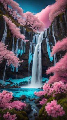Cherry Blossom Waterfall IPhone Wallpaper 4K  IPhone Wallpapers