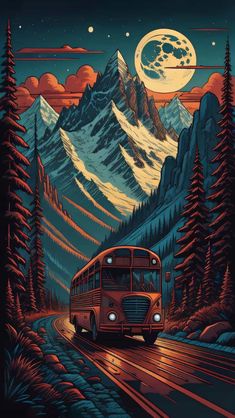 School Bus Ai Painting iPhone Wallpaper 4K  iPhone Wallpapers