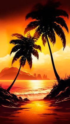 Sunset Palm Trees iPhone Wallpaper 4K  iPhone Wallpapers