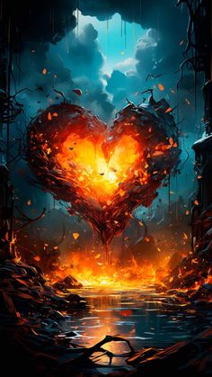 Fire Heart iPhone Wallpaper 4K  iPhone Wallpapers