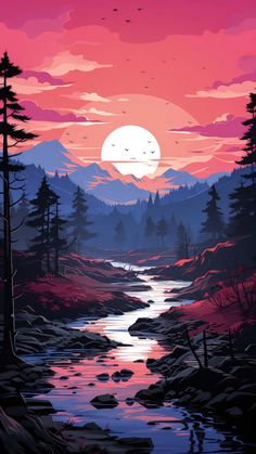 Sunset Mountains River Landscape iPhone Wallpaper 4K  iPhone Wallpapers