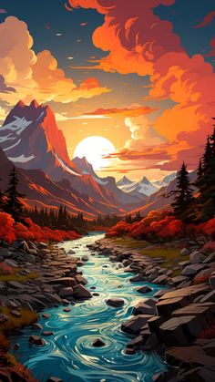 Landscape River Mountains Sunrise iPhone Wallpaper 4K  iPhone Wallpapers