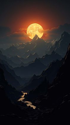 Moon Rise in Mountains iPhone Wallpaper 4K  iPhone Wallpapers
