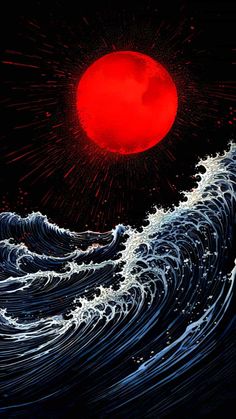 Red Moon Ocean iPhone Wallpaper 4K  iPhone Wallpapers