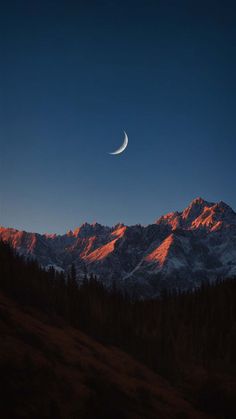 Twilight Moon in Mountains iPhone Wallpaper 4K  iPhone Wallpapers