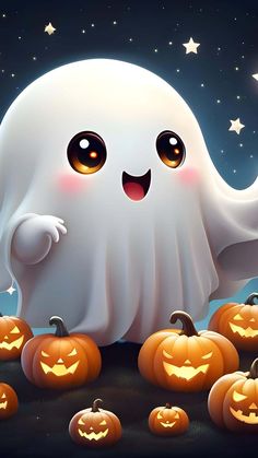 Cute Ghost Halloween iPhone Wallpaper 4K  iPhone Wallpapers