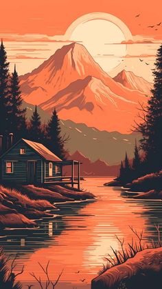 Mountain Sunset River iPhone Wallpaper  iPhone Wallpapers