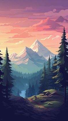 Minimal Forest Landscape  iPhone Wallpapers