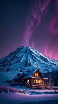 Mountain House Auro Lights Sky  iPhone Wallpapers