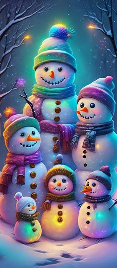 Snowman Family  iPhone Wallpapers