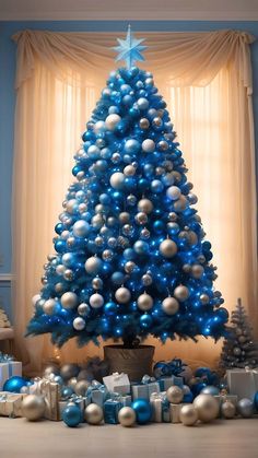 Christmas Tree Indoors Blue iPhone Wallpaper  iPhone Wallpapers