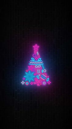 Christmas Tree Neon Glow iPhone Wallpaper  iPhone Wallpapers