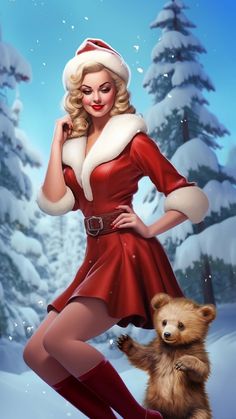 Christmas Girl with Bear iPhone Wallpaper  iPhone Wallpapers