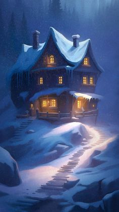 House in Snow  iPhone Wallpapers