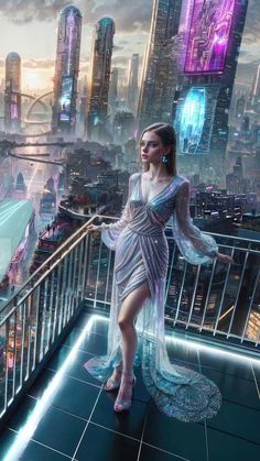 A classical girl in a neon fantasy scifi world  iPhone Wallpapers