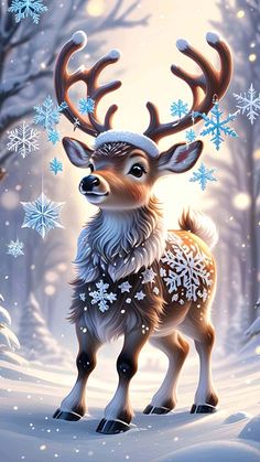 Cute Snow Deer iPhone Wallpaper  iPhone Wallpapers