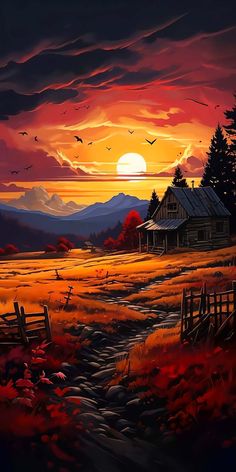 Sunset Nature Art iPhone Wallpaper