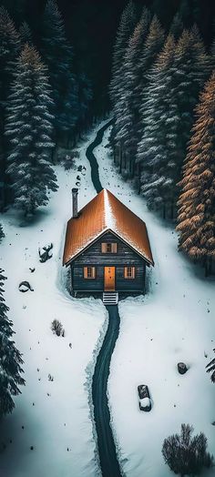 House in Snow iPhone Wallpaper