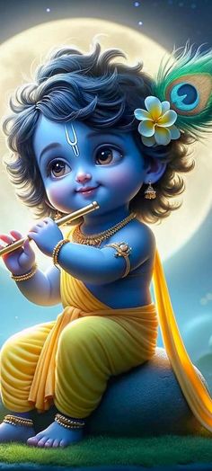 Cute little Krishna iPhone Wallpaper 1