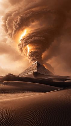 Desert Tornado over Pyramid iPhone Wallpapers