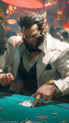 Wolverine on Poker Table iPhone Wallpaper