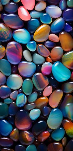 3D Colorful Stones Pebbles iPhone Wallpaper HD