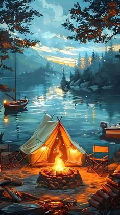 Nature Camping By mystics_meta iPhone Wallpaper HD