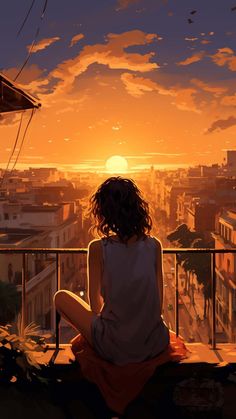Girl Sunset Watching Lofi Art By tryxarts iPhone Wallpaper HD