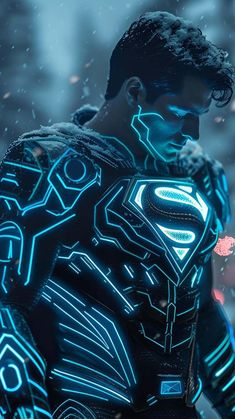Neon Superman Suit By rtm digital art iPhone Wallpaper HD