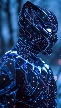Black Panther Neon Suit By rtm_digital_art iPhone Wallpaper HD