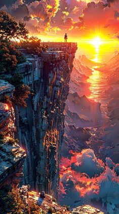 Standing at Tall Cliff By zar4fussion iPhone Wallpaper HD