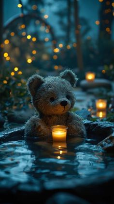Teddy Bear Candle iPhone Wallpaper HD