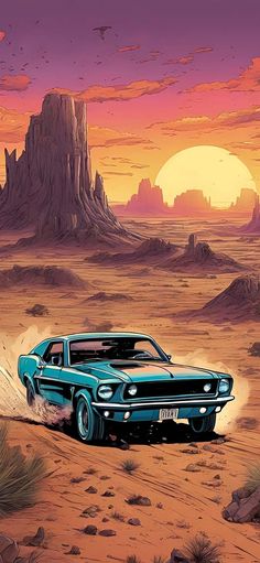 Mustang in Desert iPhone Wallpaper HD
