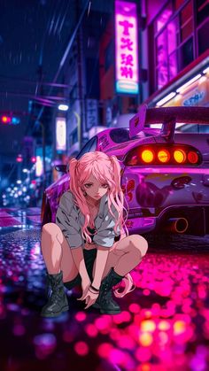Anime Girl Race Car